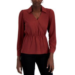 Alfani Collared Faux Wrap Top